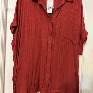 a.n.a. button up short sleeve blouse